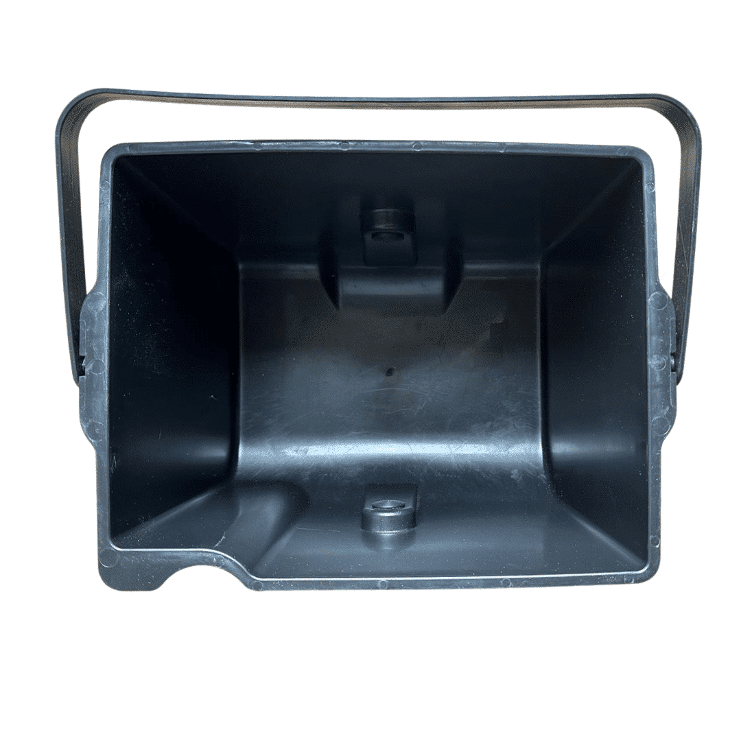 Top view of Compo Closet Australia's solids bin without agitator, showing the clean, rectangular design for waste collection.