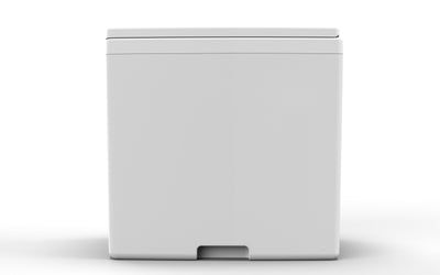 Cuddy Composting Toilet by Compo Closet Australia, portable toilet design ideal for caravan and off-grid living, side view.